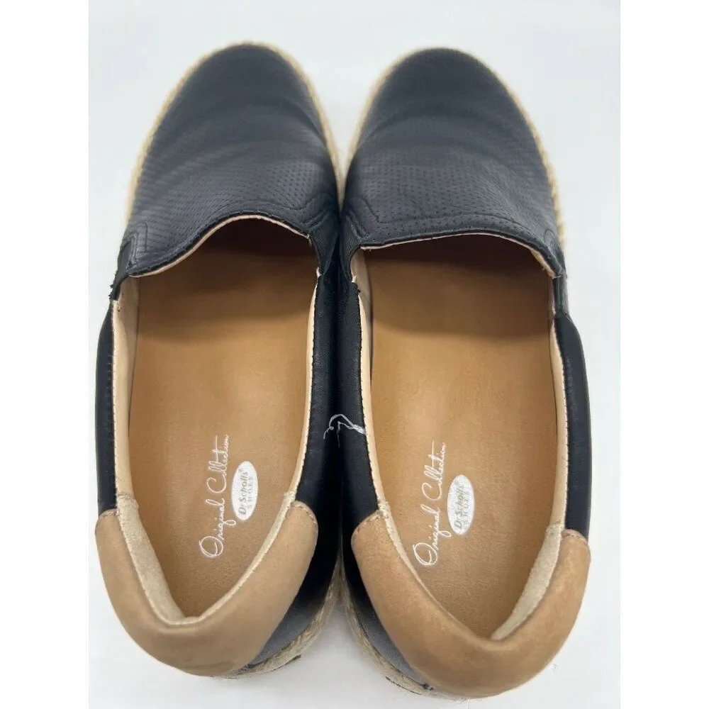 Dr. Scholl's Scout Jute Women Black Leather Perforated Slip-On Shoes Size 8.5M